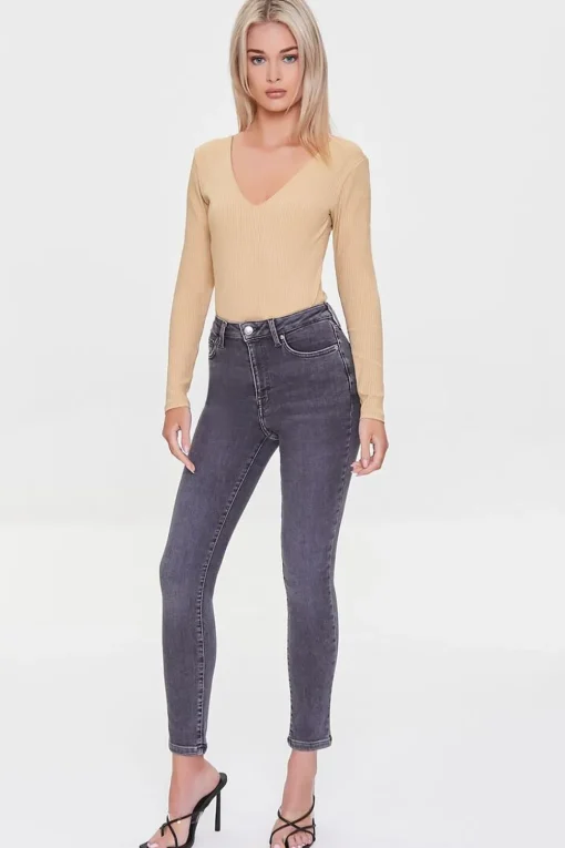 Ribbed V-Neck Bodysuit
