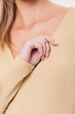 Ribbed V-Neck Bodysuit