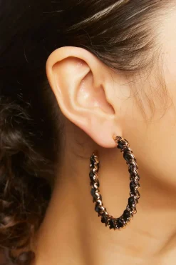 Ribbon-Chain Hoop Earrings
