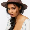 Ribbon-Trim Straw Fedora