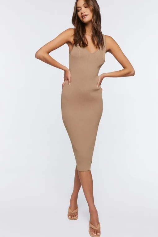 Rib-Knit Bodycon Midi Dress