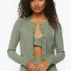 Rib-Knit Button-Front Cardigan Sweater