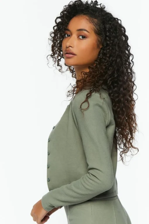 Rib-Knit Button-Front Cardigan Sweater
