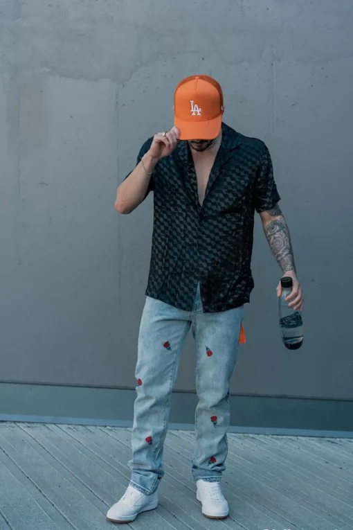 Rose Embroidered Slim-Fit Jeans