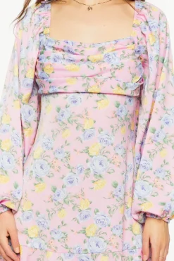 Rose Print Flounce Mini Dress