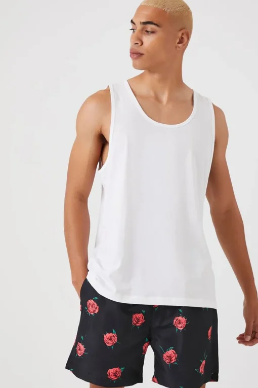 Rose Print Swim Trunks