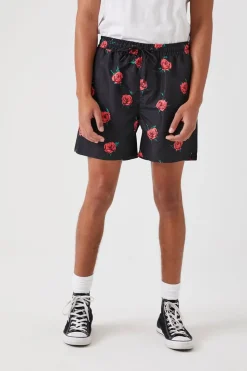 Rose Print Swim Trunks