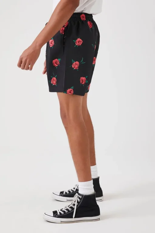 Rose Print Swim Trunks