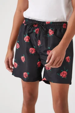 Rose Print Swim Trunks