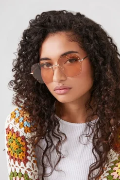 Round Rimless Sunglasses