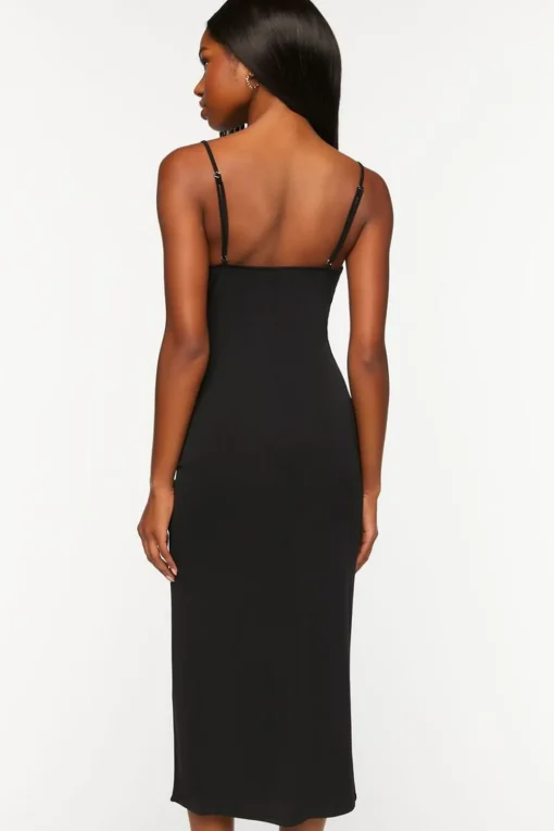 Ruched Cowl Neck Cami Midi Dress