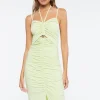 Ruched Cutout Halter Midi Dress