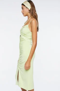 Ruched Cutout Halter Midi Dress