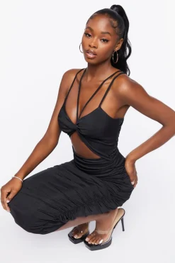Ruched Cutout Midi Dress
