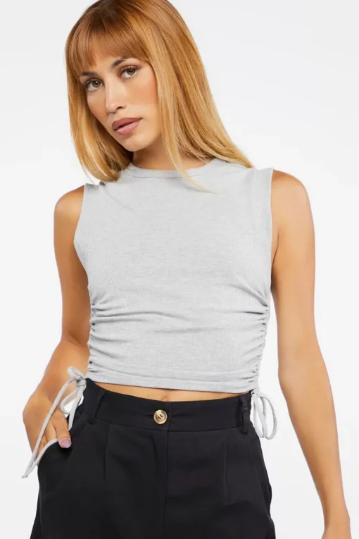 Ruched Drawstring Crop Top