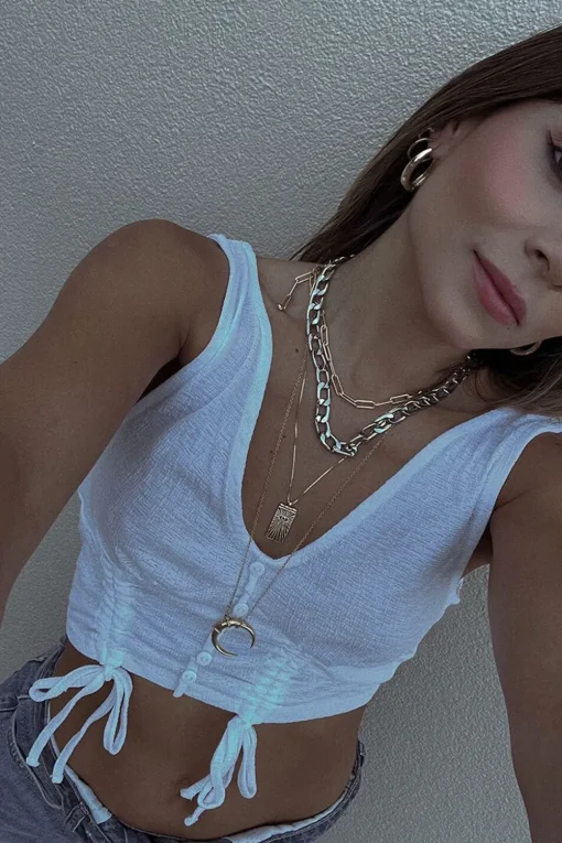 Ruched Drawstring Crop Top