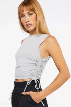 Ruched Drawstring Crop Top