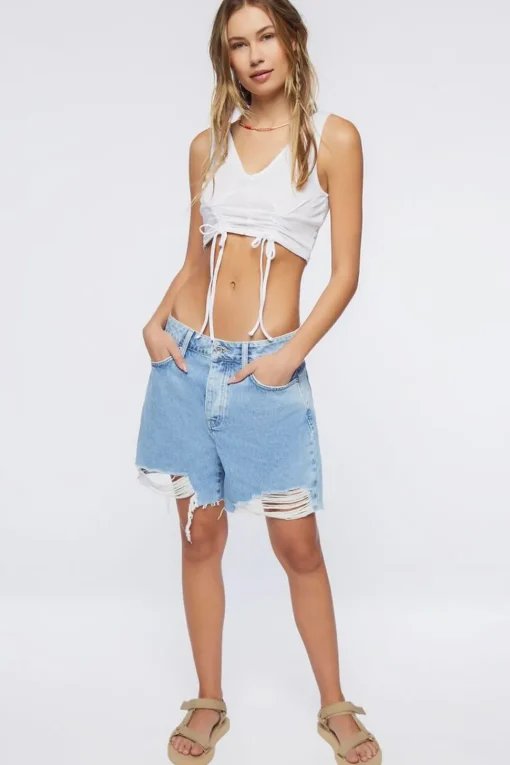 Ruched Drawstring Crop Top