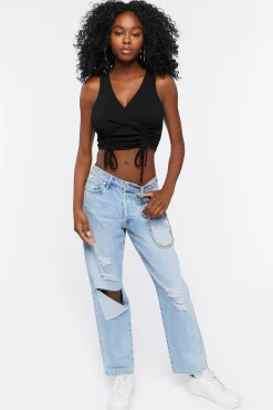 Ruched Drawstring Crop Top