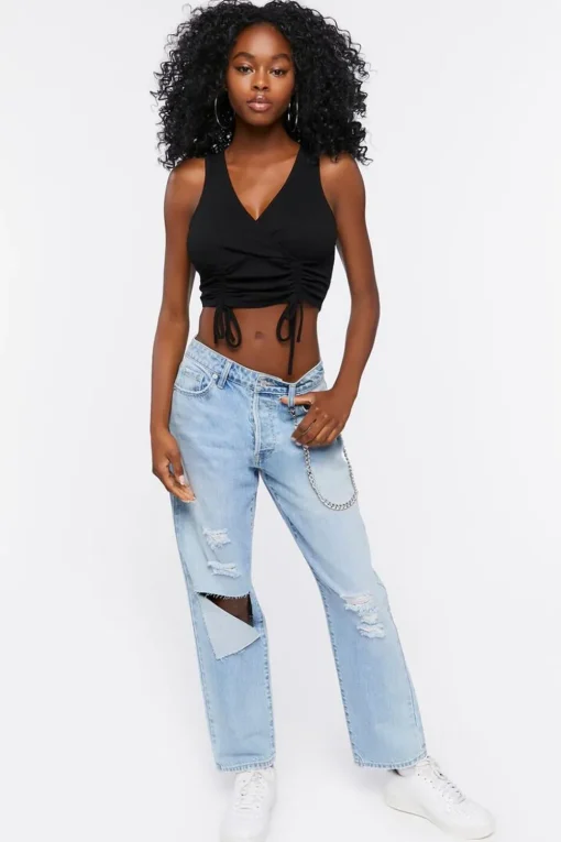 Ruched Drawstring Crop Top