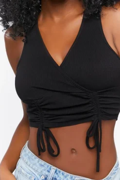 Ruched Drawstring Crop Top