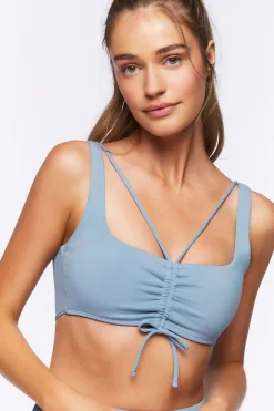 Ruched Drawstring Sports Bra