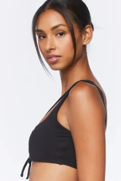 Ruched Drawstring Sports Bra