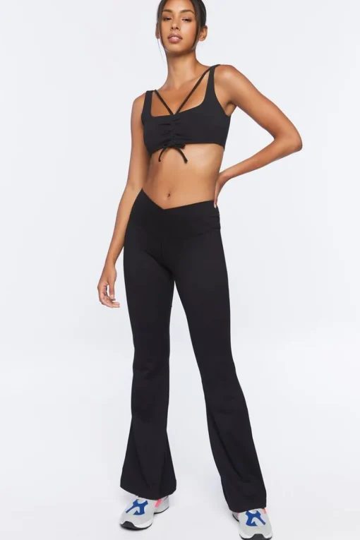 Ruched Drawstring Sports Bra