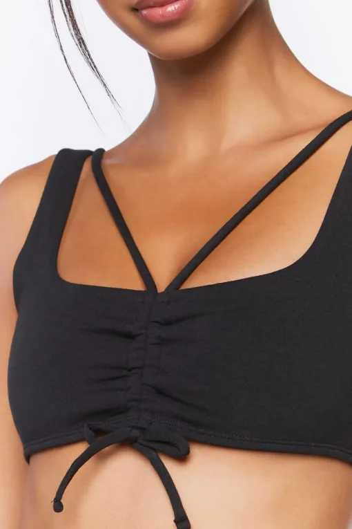 Ruched Drawstring Sports Bra