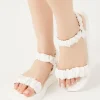 Ruched Faux Leather Sandals