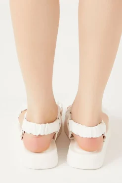 Ruched Faux Leather Sandals