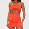 Ruched Mesh Bodycon Mini Dress