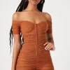 Ruched Mesh Sweetheart Romper