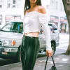 Ruched Off-The-Shoulder Crop Top