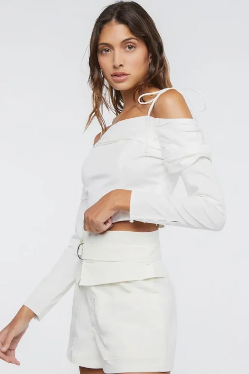 Ruched Off-The-Shoulder Crop Top