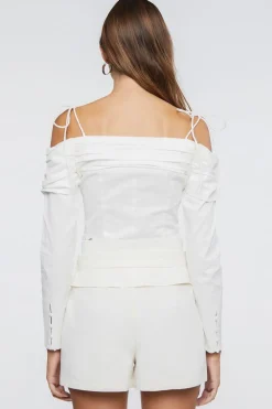 Ruched Off-The-Shoulder Crop Top