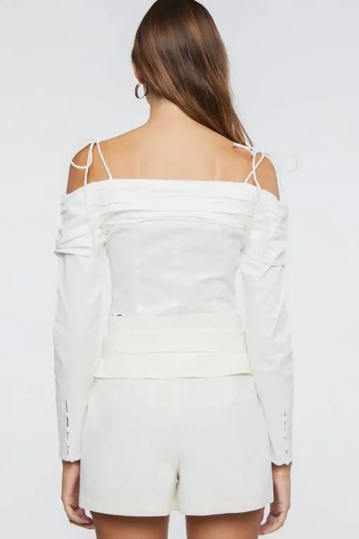 Ruched Off-The-Shoulder Crop Top