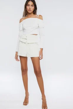 Ruched Off-The-Shoulder Crop Top