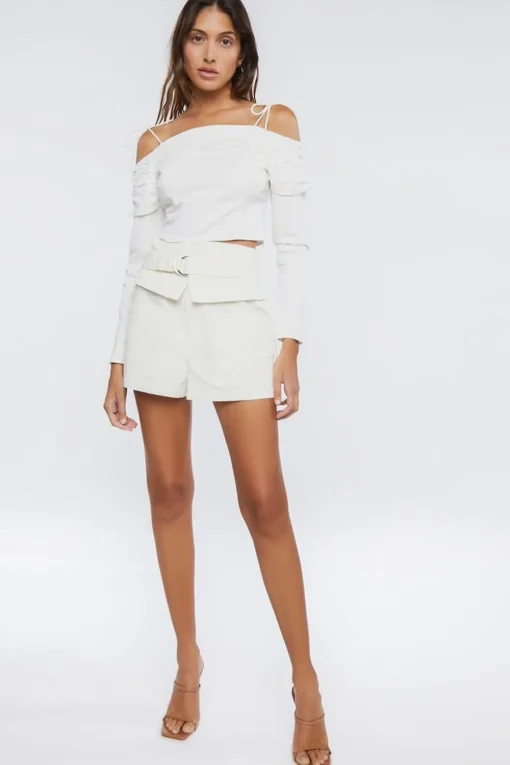 Ruched Off-The-Shoulder Crop Top