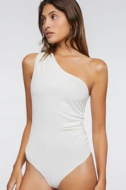 Ruched One-Shoulder Bodysuit