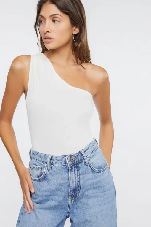 Ruched One-Shoulder Bodysuit