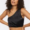Ruched One-Shoulder Crop Top