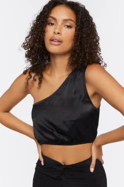 Ruched One-Shoulder Crop Top