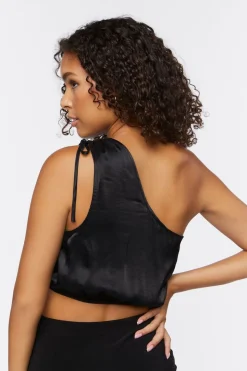 Ruched One-Shoulder Crop Top