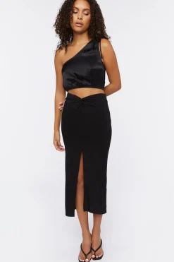 Ruched One-Shoulder Crop Top