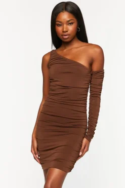 Ruched One-Shoulder Mini Dress