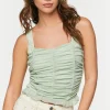 Ruched Ruffle-Trim Tank Top