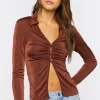 Ruched Split-Hem Shirt