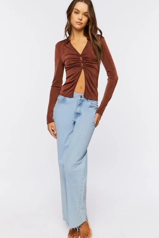 Ruched Split-Hem Shirt