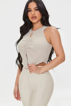 Ruched Split-Hem Tank Top